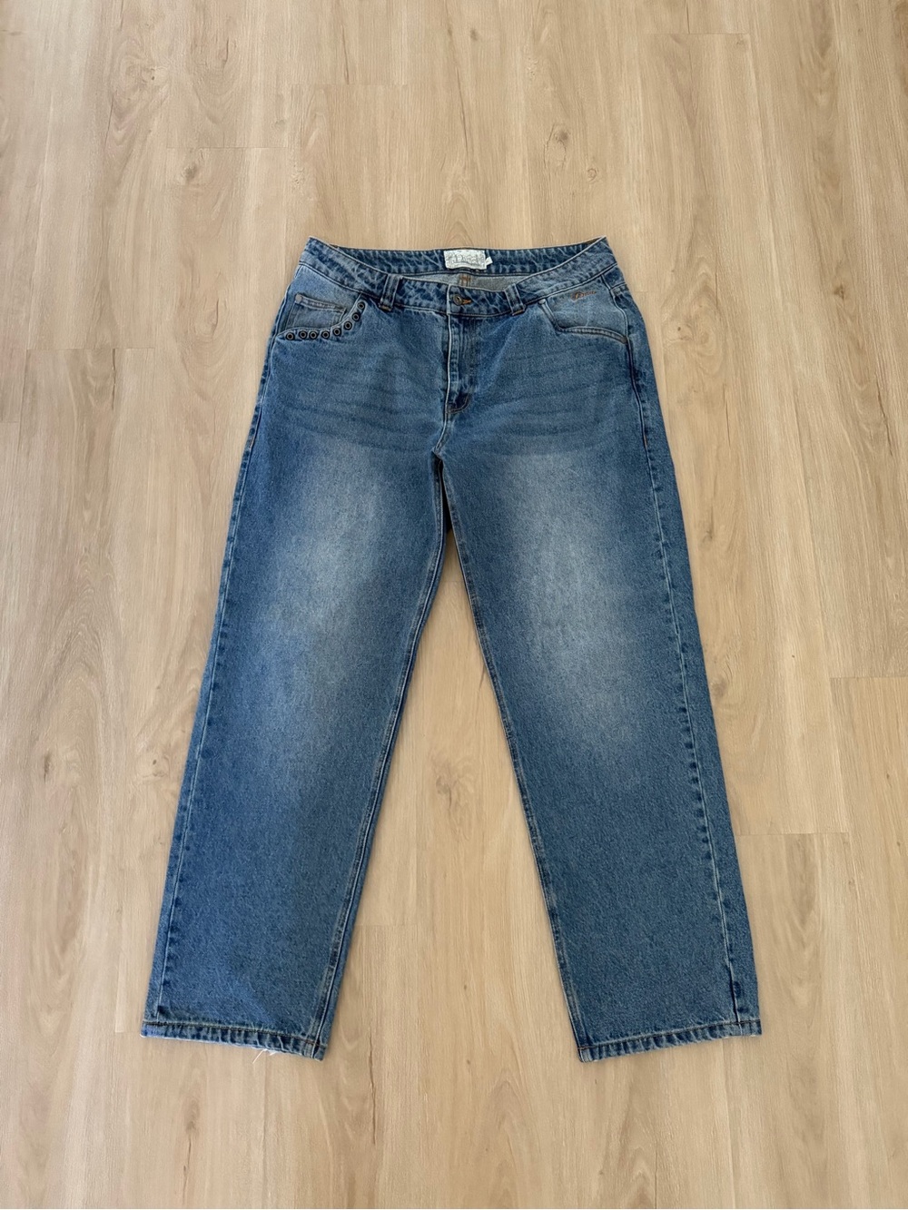 Dime Relaxed Blue Jeans, Size 34